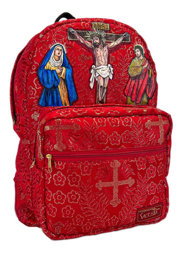 Mochila Sacristía Calvario Negra Y Roja