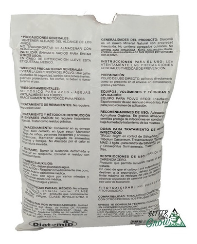 Imagen 2 de 3 de Tierra Diatomeas Insecticida Orgánico Polvo 1kg Grow Shop
