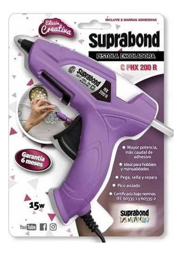 Pistola Encoladora Silicona Electrica Px200 Suprabond 15w