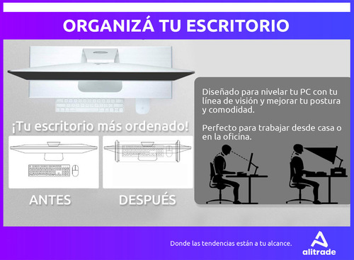 Base Eleva Monitor Pc Soporte Puertos Hub Usb Escritorio
