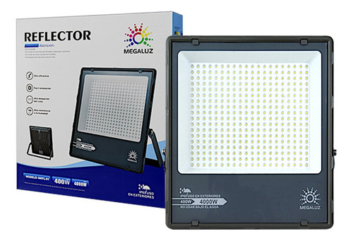 Reflector Led Luminaria 400w 44000lm Exteriores Ip65 5 Pzas Carcasa Negro Luz Blanco Frío