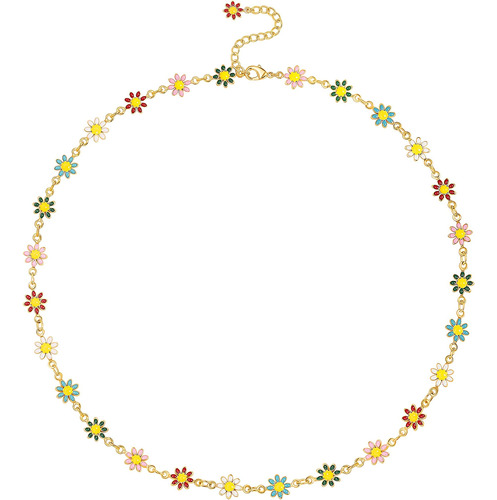 Collar De Perlas Aobei Con Diseño De Margaritas Y Flores De 