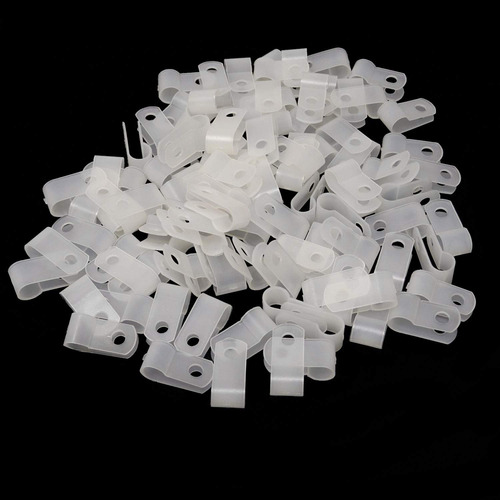 Honbay 100pcs 1 4  Blanco Nylon R-type Abrazadera Cable Para