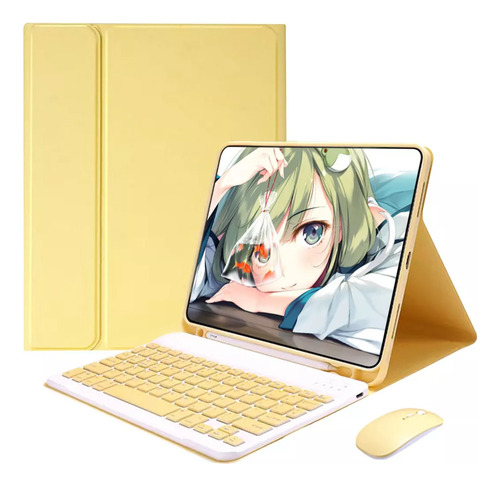 Capa E Smart Keyboard E Mouse Para iPad 9/8/7 Gerações 10.2 Cor Amarelo