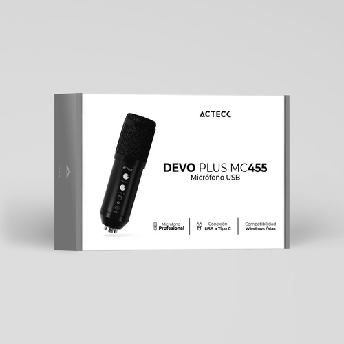 Microfono Actek Condensador Streaming Usb C Devo Plus Mc455