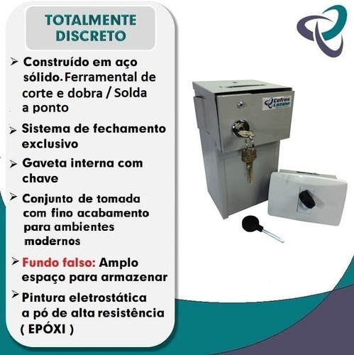 Imagem 3 de 10 de Cofre Tomada Embutir Com Gaveta Interna E Fundo Falso