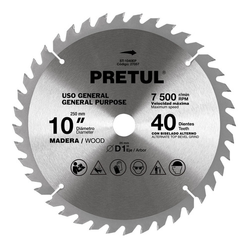 Sierra Circular P/madera 10 40 Dientes C 1 Pretul 27057