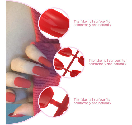 X Pegatinas De Uñas Postizas De Color Rojo Mate, 48