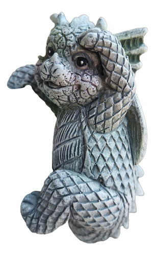 4x Estatua De Jardín Pequeño Dragón Plantador Escultura