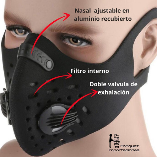 Imagen 2 de 6 de Mascarilla Deportiva, Filtro Interno Con Protección