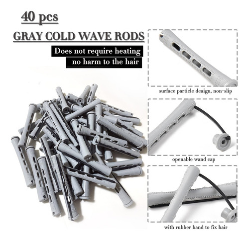Yorostar Set De Rulos Para Cabello Corto Natural 40pcs Gris