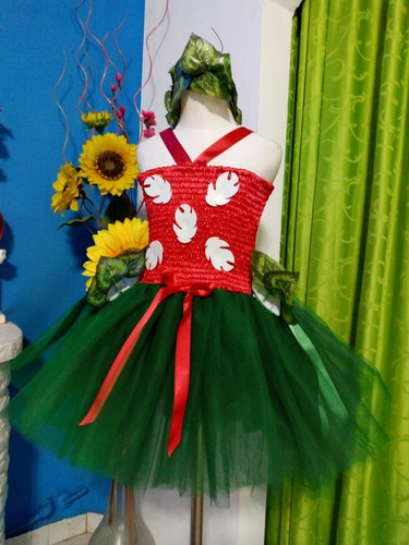 Disfraz Cosplay Vestido Tutu Lilo Y Stitch (alta Calidad) Rojo Y Verde 8