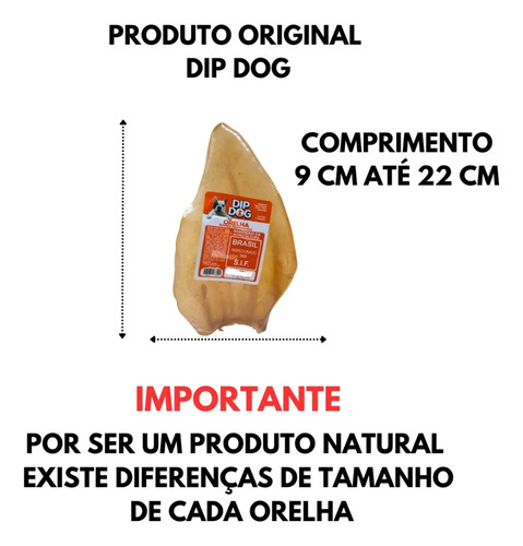 Kit 20 Orelha Bovina Desidratada Dip Dog + Brinde Especia