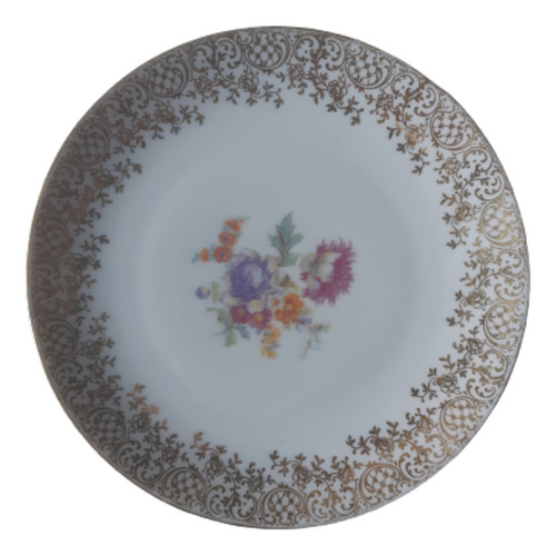 Plato De Porcelana Alemana Kpm Sellado 19 Cm Oro