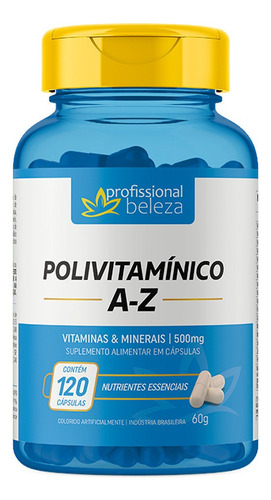 09 Polivitamínico 500mg A - Z Profissional Beleza 120 Cáps Sabor