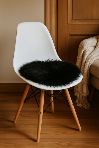 Packx6 Almohadones Redondos Para Silla Eames O Tolix Negro Piel