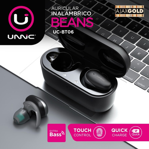 Auricular Inalámbrico Bluetooth Unnic 5.1 Inear Tactil Negro