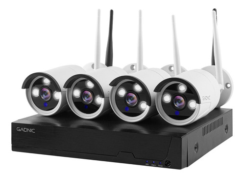 Kit De 4 Cámaras De Seguridad Gadnic Ip Inalámbrico Full Hd Nvr Wifi Color Blanco