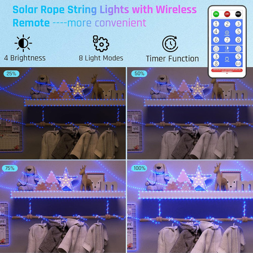 Luz Solar Led Impermeable De Cuerda - 200 Luces - 72 Pies -