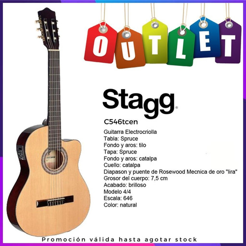 Guitarra Clásica 1/2 Caja Eq Stagg C546tcen Outlet  (Reacondicionado)