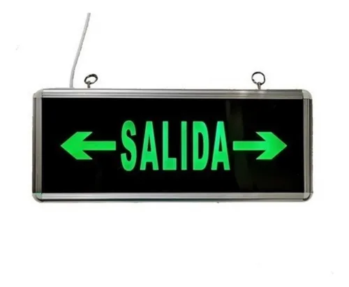 Cartel Led Salida X 2 De Emergencia Exit Alta Calida Gris