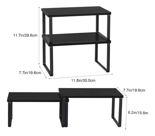 Juego De 4 Estantes Apilables De Madera Para Encimera Negra