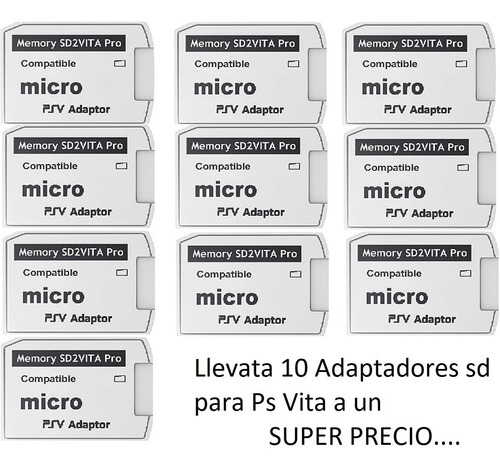 10 Adaptadores De Memoria Sd2vita V5 Micro Sd Para Ps Vita 