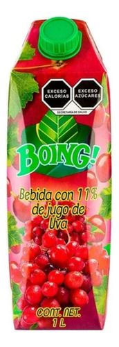 8 Pzas Bebida Boing Tradicional Con 11% De Jugo De Uva 1 L