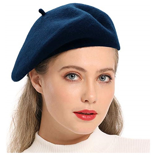 Gorro De Lana De Estilo Francés De Color Liso Para Mujer