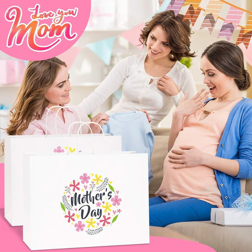 50 Bolsas De Papel Kraft Blanco Con Asas 100% Reciclables