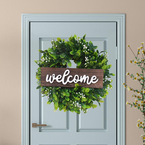 Bienvenida Corona De Puerta Frontal Casa Artificial De