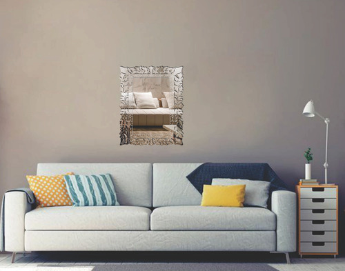 Imagem 6 de 10 de Quadro Espelho Veneziano Decorativo Sala 65x85 - 38.125 P