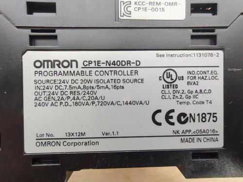 Plc Omron Sysmac Cp1e-n40dr-d (Usado)