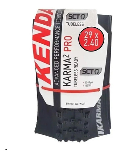 Pneu Kenda Karma 2 Pro Sct 29 X 2.40 Tubeless P/ Bike Mtb