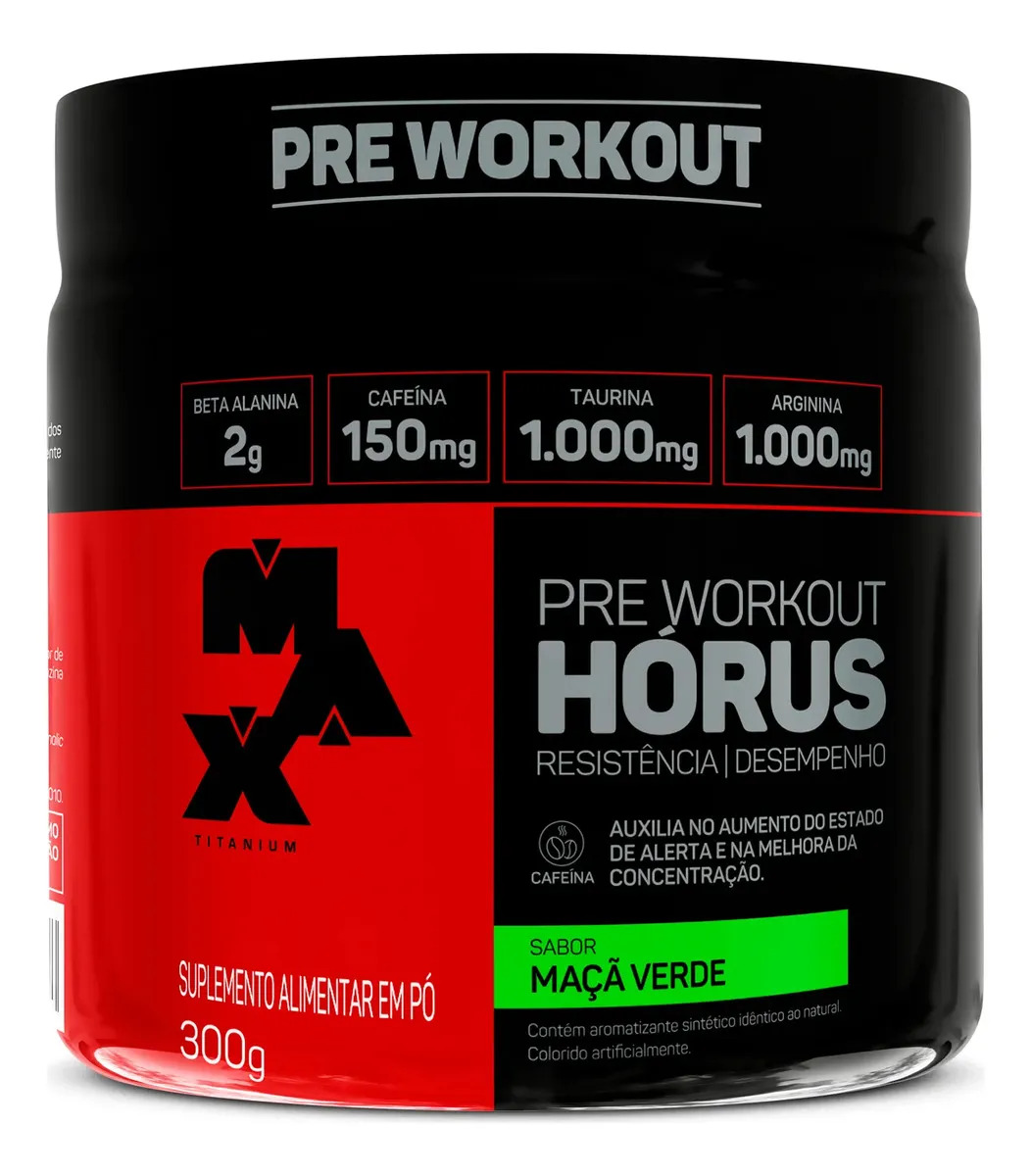 Pré-Treino 300g Max Titanium Horus Sabor Maçã Verde