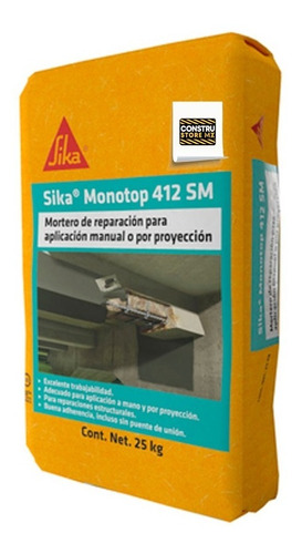 Sika Monotop 412 Reparador Estructural Inhibe Corrosión 25kg