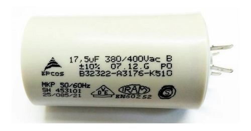 Capacitor Permanente 17,5uf 380/400vca Faston