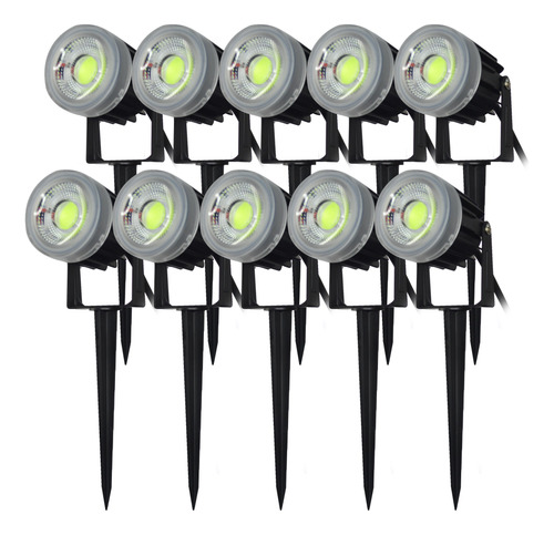 Luz Jardim Espeto Led 7w Verde Bivolt Efeito Parque Kit 10