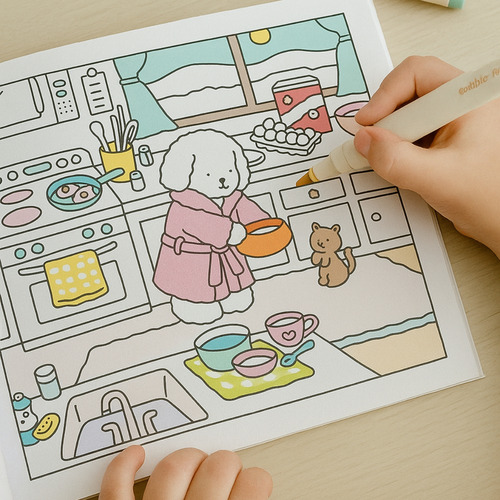 Kit 2 Cadernos Bobbie Goods 100 Paginas Desenhos De Colorir Pintura Livrinho Infantil Criança Terapia Rosa Azul