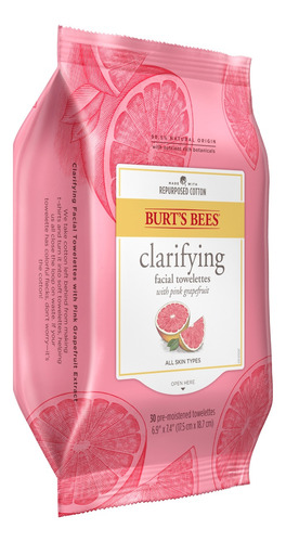 Imagen 2 de 5 de Toallitas Desmaquillantes Burt's Bees Pomelo Rosado 30 Un