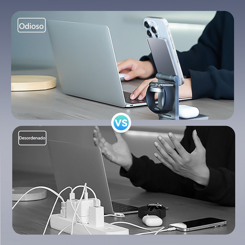Cargador Inalámbrico 3 En 1 Vention Magsafe Gris