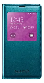 Funda Samsung S-View Cover verde con diseño liso para Samsung Galaxy S5