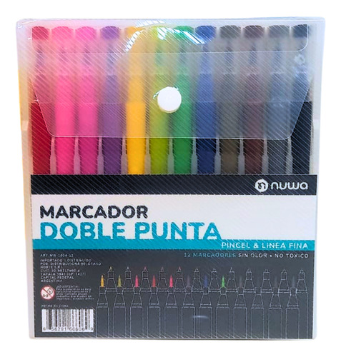 Marcadores Nuwa Doble Punta Brush Fine X 12 Unidades