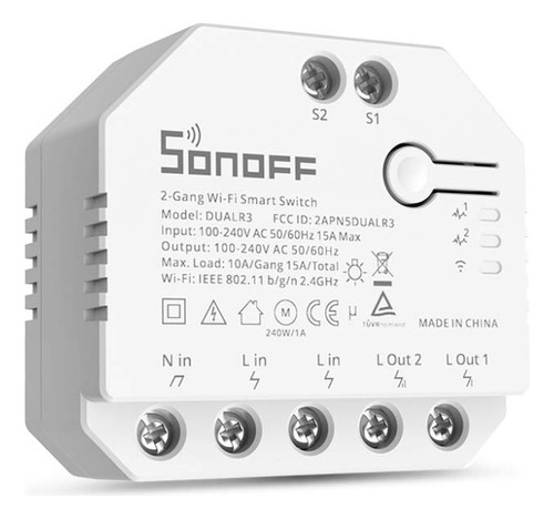 Motor Medidor Energia Switch Sonoff Dual R3 Interruptor Wifi