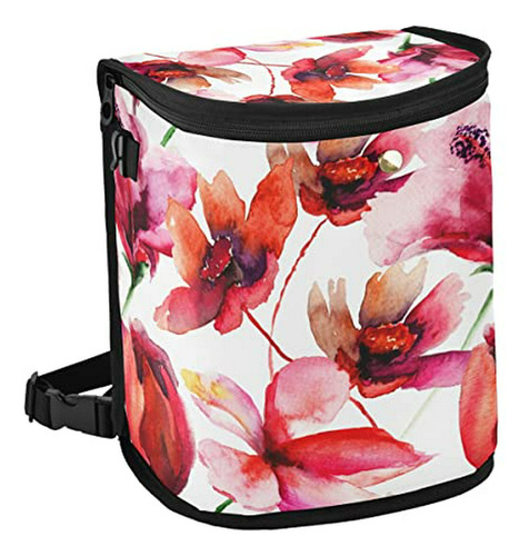 Organizador De Auto Con T Acuarela Flores Rojas Cubo De Basu