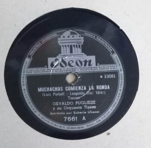 Osvaldo Pugliese Muchachos / Mala Junta Disco 78 Rpm Kktus