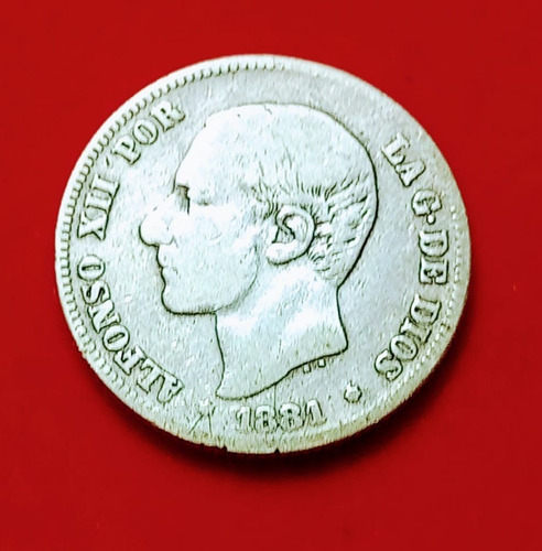 Moneda España 2 Pesetas Plata 1881 Vf.