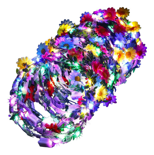 Diadema De Flores Led Corona De Flores Iluminada Guirnalda