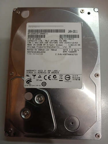 Disco Duro 3.5 Pc 1 Tb - Marca Hitachi