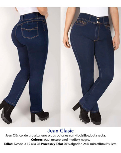 Jean Clásico Para Mujer Bota Ancha